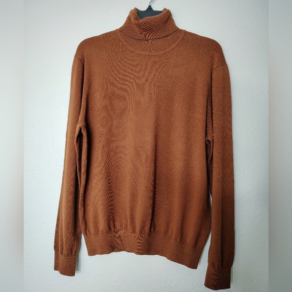 Perry Ellis Men's Ginger Turtleneck Sweater Sz L Viscose Autumn 🍁🍂 - Picture 2 of 15